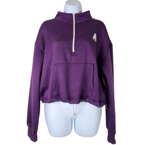 NWT Aeropostale Sport Quarter Zip Cropped Hoodie Purple Size XL